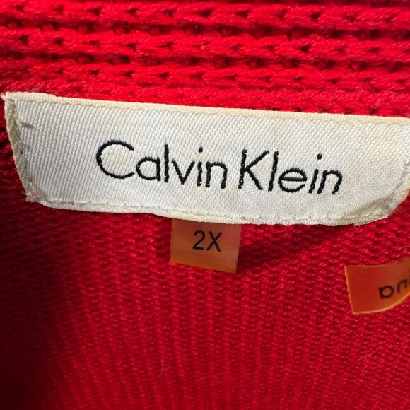 Calvin Klein Womens 2X Red V-Neck Sweater - Picture 4 of 6